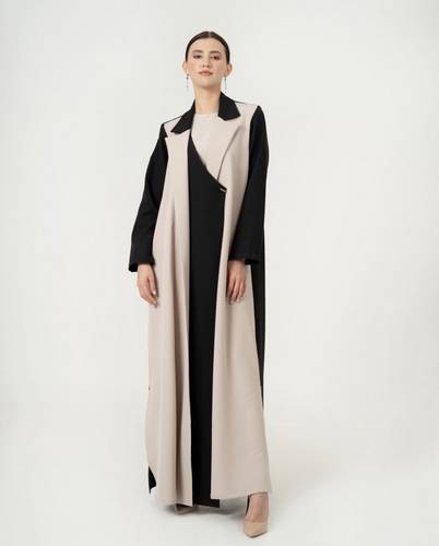 Black / Beige Double Collar Blazer