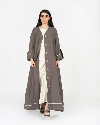Brown Stone Abaya With Buttons