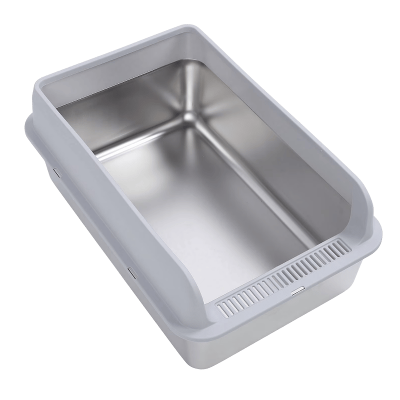 Large light gray stainless steel liter box