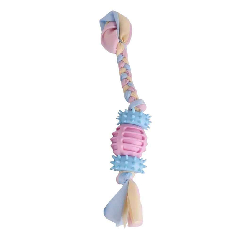 Dog chew toy with rope and effective cleaning ball