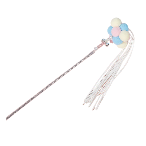 Interactive wand with bell and colorful wool ball