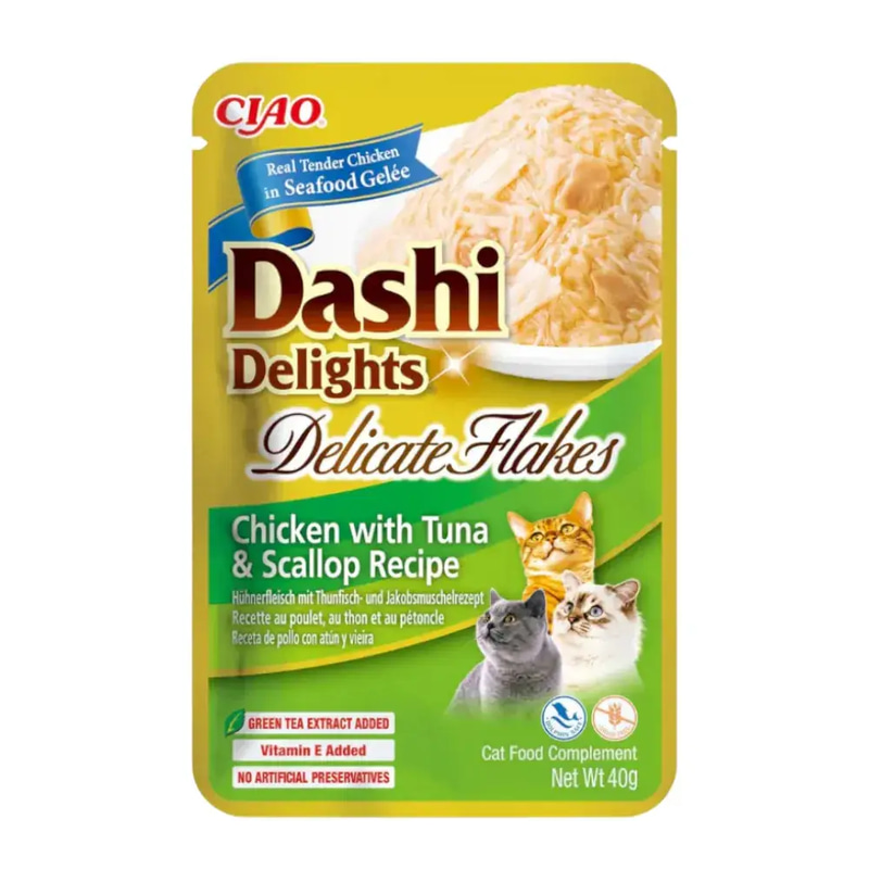 Inaba Dashi Delight Delicate Wet Cat Food Flakes Chicken, Tuna & Scallop G40