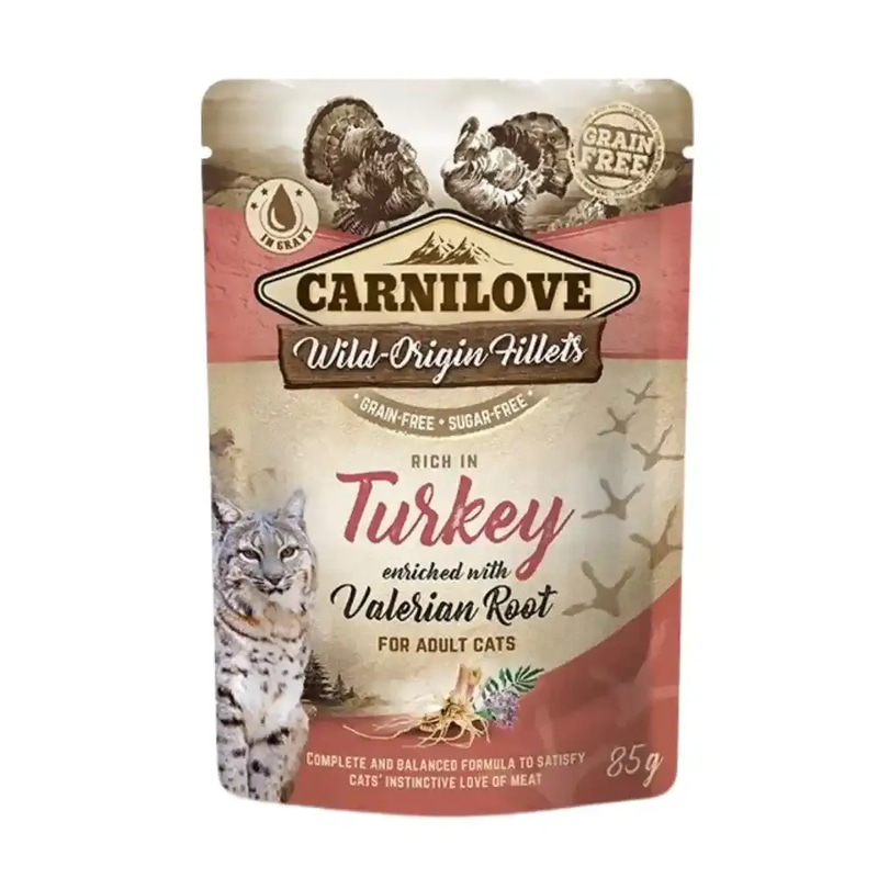 Carnilov Turkey & Valerian Root Flavored Wet Food for Adult Cats 85g