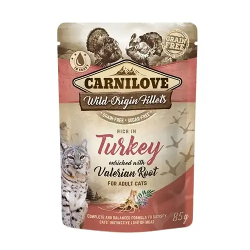 Carnilov Turkey & Valerian Root Flavored Wet Food for Adult Cats 85g