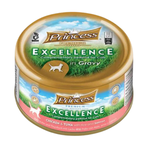 معلبات برينسيس بالدجاج و التونة مع الأرز و السلمون بالمرق 70g