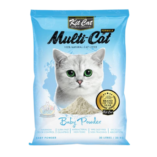 Kit Cat Multi-Cat Baby Powder Scented Cat Litter 30L