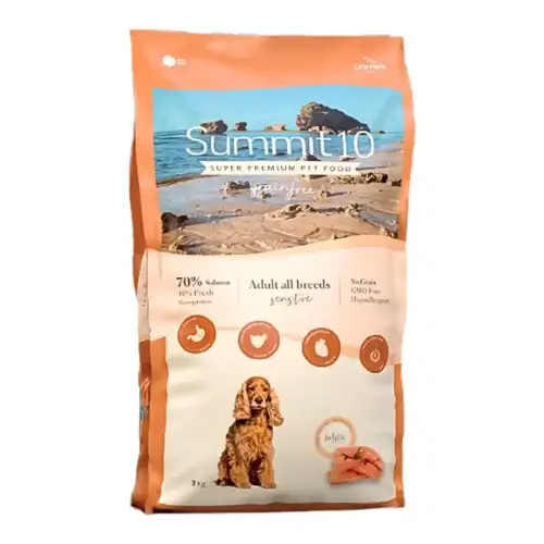 سوميت 10 اكل جاف صحي خالي من الحبوب بالسلمون للكلاب البالغة جميع السلالات (حساس) 3kg