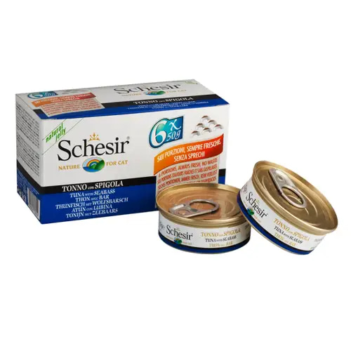 Canned tuna with sea bass in jelly for cats, 6 x 50g