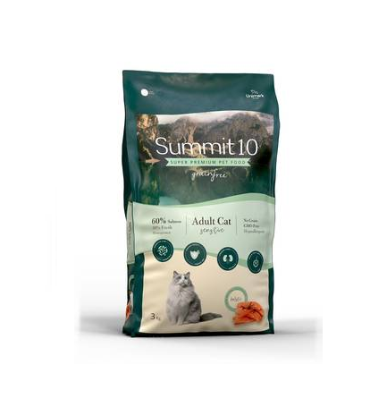 سوميت 10 اكل جاف صحي خالي من الحبوب بالسلمون والبطاطس للقطط البالغة (الحساسة) 3kg .