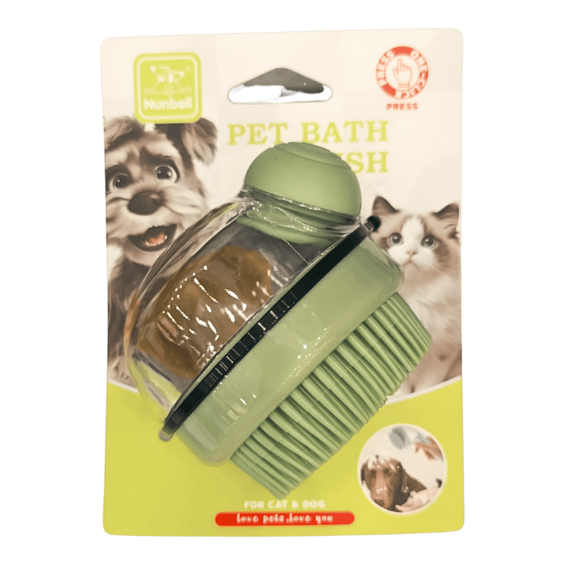 فرشاة استحمام وموزع صابون نونبيل للحيوانات الأليفة 2 في 1 اخضر green