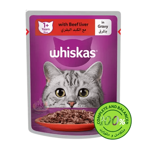   WHISKAS 1+ Years with Beef Liver in Gravy 80g