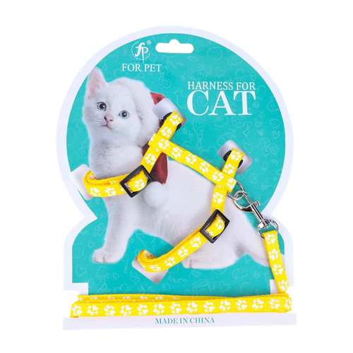 Adjustable collar and strap set with footprint pattern (yellow)
