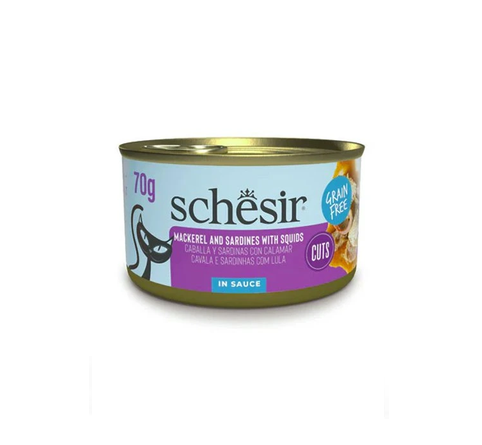 Schesir Grill Wholefood Cat Can Mackerel And Sardines With Squid 70g