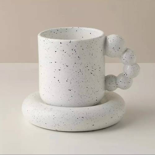 كوب مع طبق puffy cup - (أوف وايت)