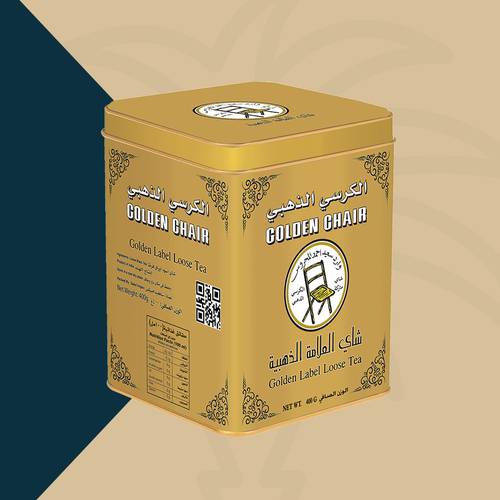 شاي الكرسي الذهبي اسود علبة معدنية - 400 جرام
