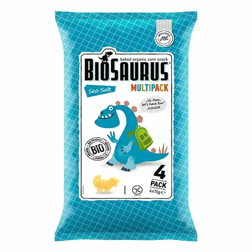 Biosaurus Organic Gluten-Free Corn Snack with Sea Salt 4x15g