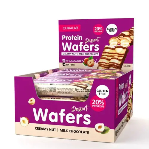 (Box of 20) CHIKALAB Glazed Wafer Bar With Flavour Dessert 40g - Milk Chocolate