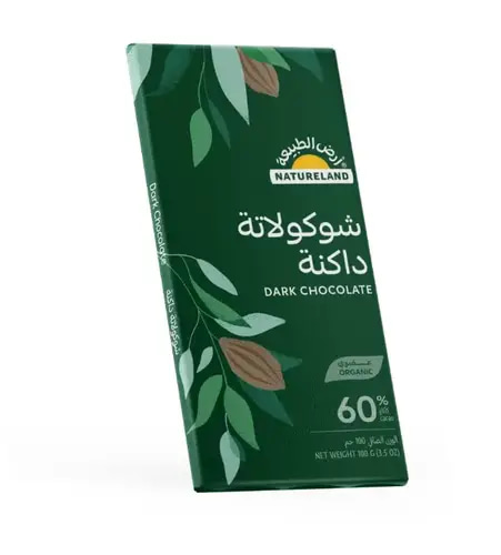 لوح شوكولاتة داكنة عضوي 60% كاكاو 100جم - أرض الطبيعة - سادة