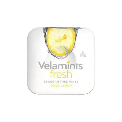 Velamints نكهة الليمون البارد المنعش - حلوى النعناع الخالية من السكر لتنفس منعش، خالية من الأسبارتام ومحلاة بستيفيا - 20 جم - ليمون