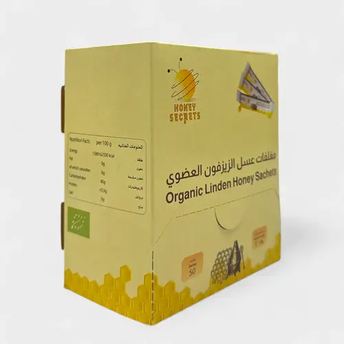 50× مغلف عسل عضوي 15جم Honey Secrets - عسل زيزفون