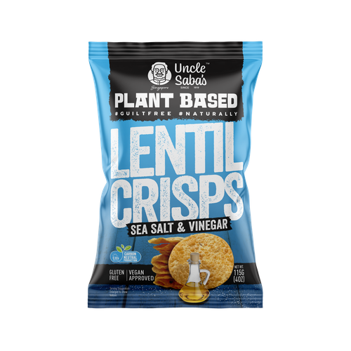 شيبس نباتي بالعدس ملح وخل 80جم uncle sabas