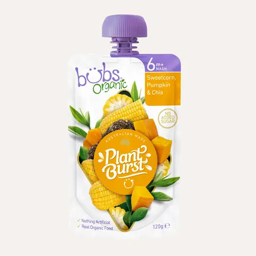 ORGANIC BUBS Sweetcorn Pumpkin & Chia 6+ 110g