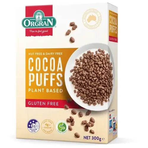 Orgran Cocoa Puffs Plant Based Gluten Free Cereal 300g