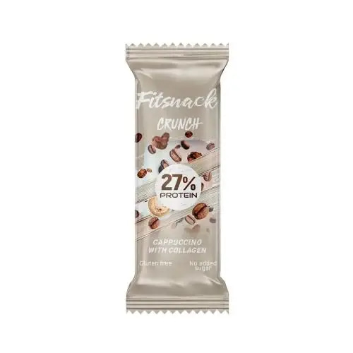 fitsnack بروتين كرانش 27% بروتين كولاجين - كابتشينو