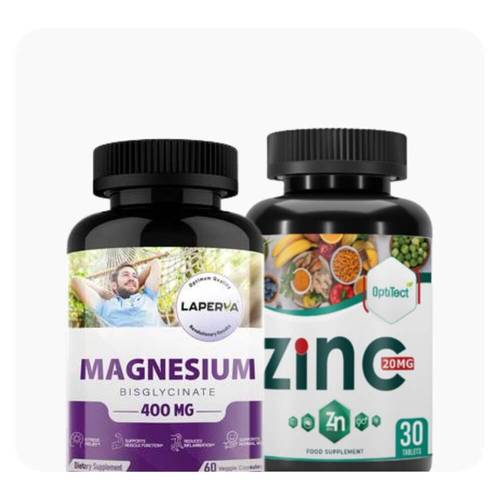 (بكج) مغنسيوم بيسجليسينات 400MG  60 حبة لابيرفا +  + أوبتي تيكت زنك 20 مجم - 30 حبة, 20 ملجم