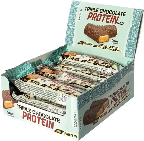 (كرتون 12حبة) لابيرفا بروتين بار بدون سكر مضاف كيتو 60جم - شوكلاتة ثلاثية