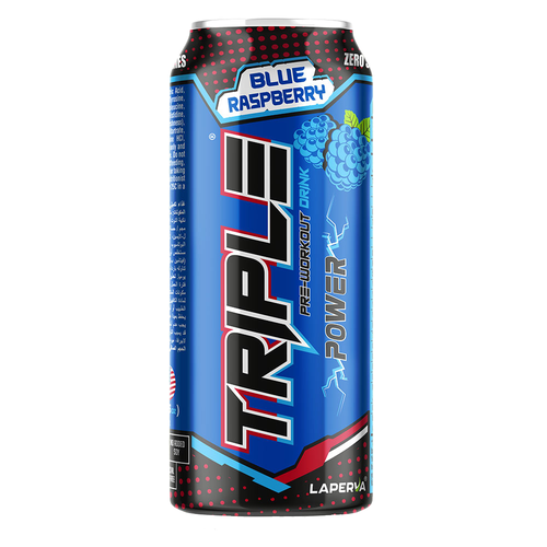 Triple Power Energy Drink, Blue Raspberry, 1 Piece, Energy & Focus, Zero Calories & Zero Sugar 330ml