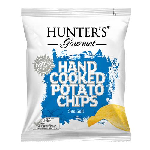 Hunter’s Gourmet Hand Cooked Potato Chips – Sea Salt 40g