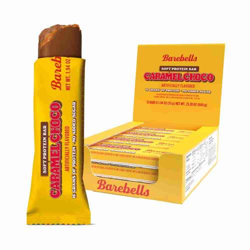 (Pack of 12) Barebells Soft Protein Bar Caramel & Chocolate 55g - No Added Sugar
