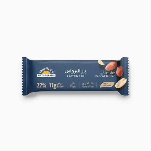 بار البروتين - فول سوداني 40جم عضوي خالي الجلوتين نباتي صرف - أرض الطبيعة