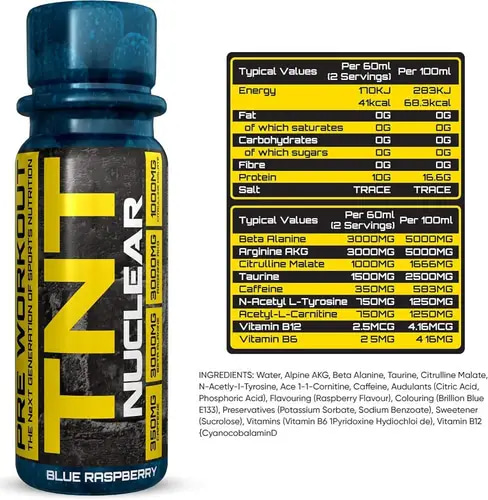 بري وورك اوت تي ان تي شوت من نكست نكهة التوت الازرق 60 مل - NXT Nutrition TNT Power Shot