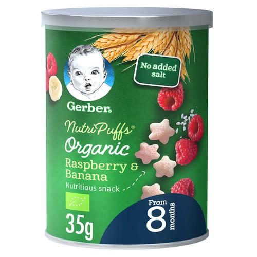 Gerber Organic NutriPuffs Quick Dissolving 8 Months 35g - Berry & Banana