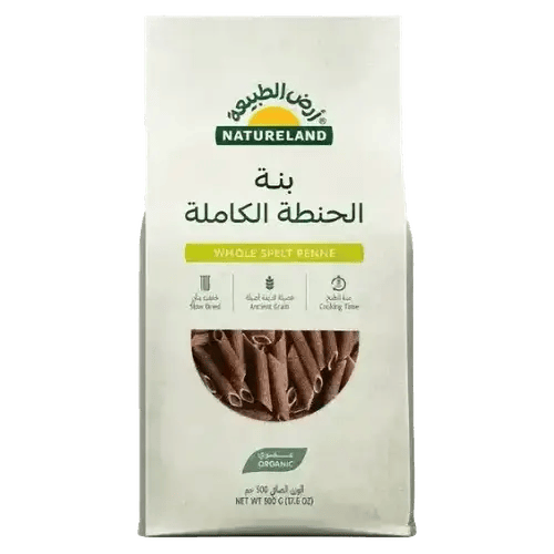مكرونة بالحنطة الكاملة بنة 500 جم أرض الطبيعة