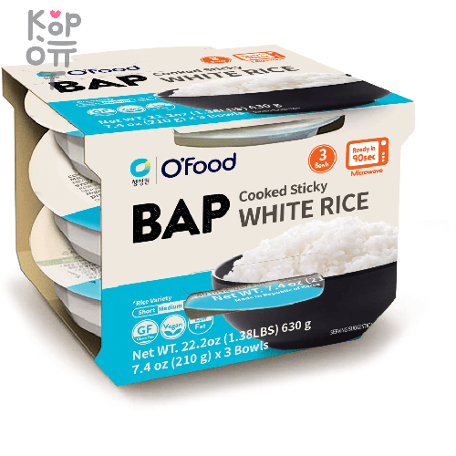 O’Food Cooked Sticky White Rice Gluten-Free 3×210g