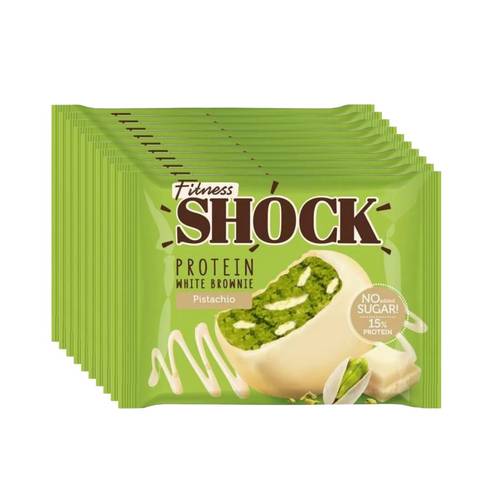 (Box of 10) Protein Brownie Sugar-Free White Chocolate & Pistachio 50g