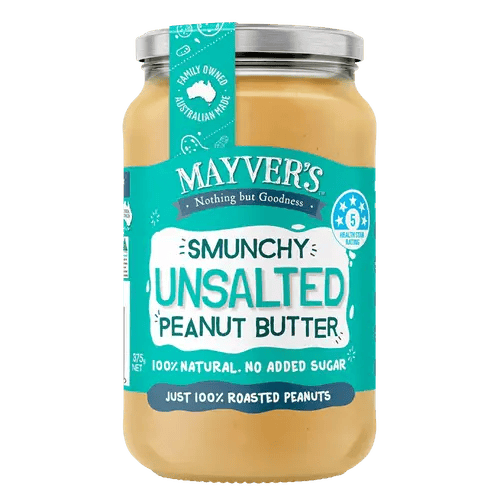 Mayver's Dark Roasted Unsalted Peanut Butter 375G