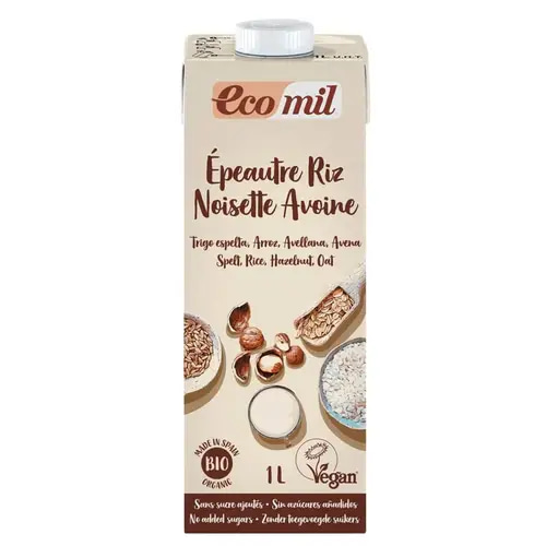 Organic Rice Hazelnut Oat Milk 1L Ecomil