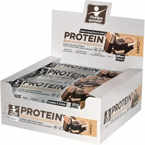 (Box) ViveSpo Lowcarb Biscuits & Cream Protein Bar 12x60g - Cookies and Cream