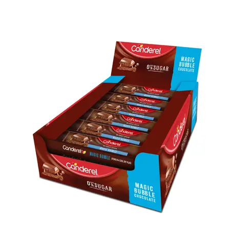 (Pack of 24) Canderel 0% Added Sugar Magic Bubble Chocolate Bar 30g