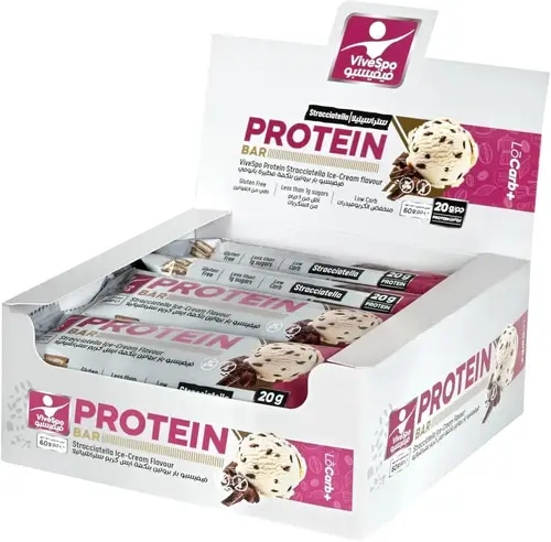 (Box) ViveSpo Locarb Protein Bar 12x60g - Stracciatella Ice Cream