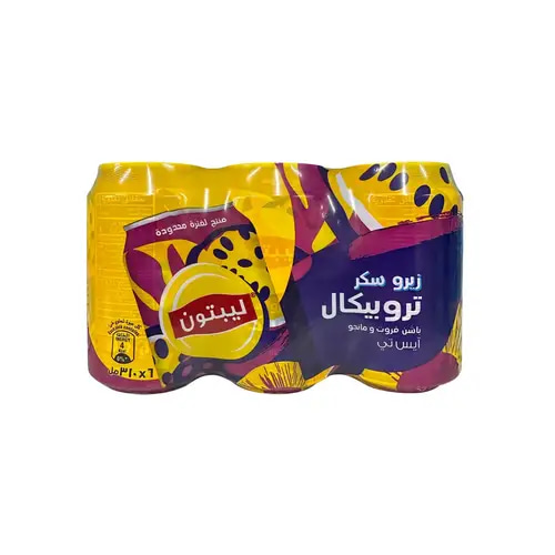 (شدة) ايس تي زيرو خالي السكر 6×310مل ليبتون - باشن فروت ومانجو