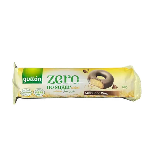 Gullon Milk Choc Ring Biscuit Coated with Milk Chocolate Sweetener with No Added Sugars - 128g