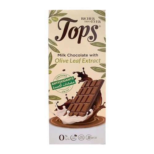 Tops Antioxidant Milk Chocolate with Olive Leaf Extract 50g