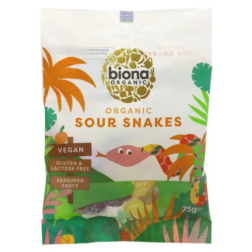 BIONA Organic Sour Snakes gummies 75g
