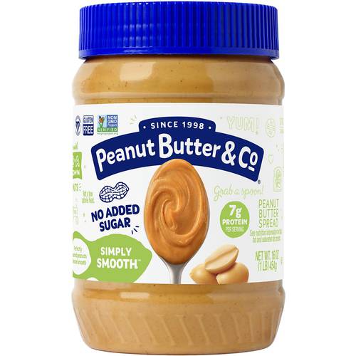 Peanut Butter & Co Simply Peanut Butter No Added Sugar 454g - Smooth