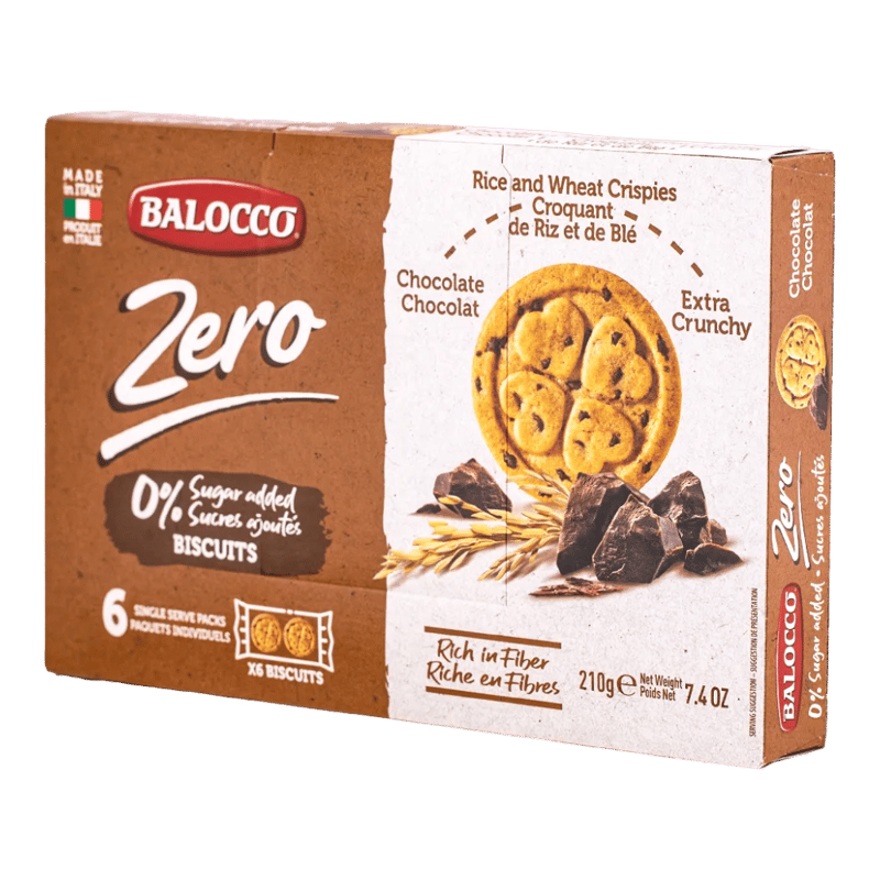 Balocco Zero Chocolate No Added Sugar Biscuits 6 Packs 210g